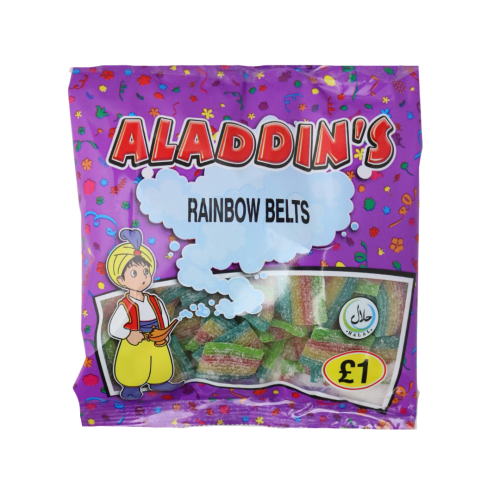 Aladdins Fizzy Rainbow Belts 12x100g