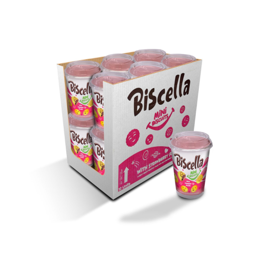 Biscella Strawberry Filled Mini Biscuit 12x125g