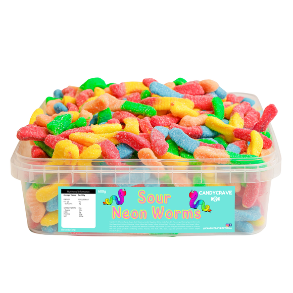 Sour Neon Worms Tub 600G