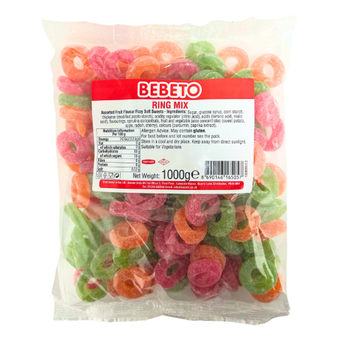 Bebeto Fizzy Assorted Fruit Rings 1Kg – Sweet Sweets UK