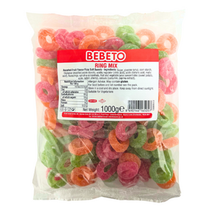 Bebeto Fizzy Assorted Fruit Rings 1Kg