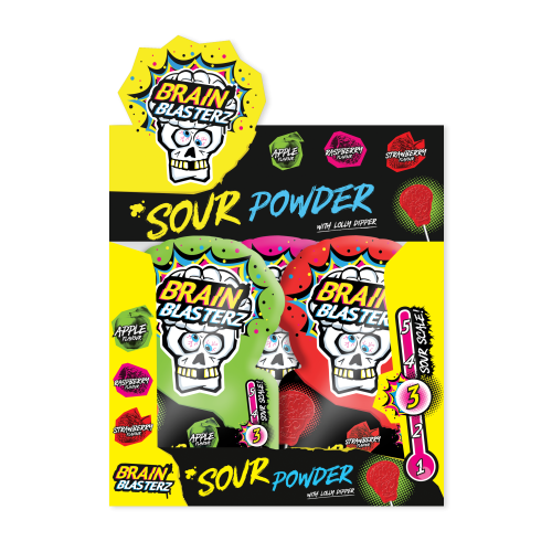 Brain Blasterz Sour Candy Powder Lolly Dipper 30x10g