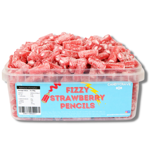 Candycrave Fizzy Strawberry Pencils Tub 600g