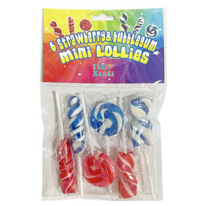 Fun Kandy Mini Lollies Strawberry & Bubblegum 6x17g