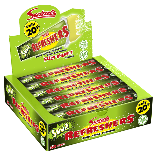 Swizzels Refreshers Sour Apple Bar 20p PMP 60x18g