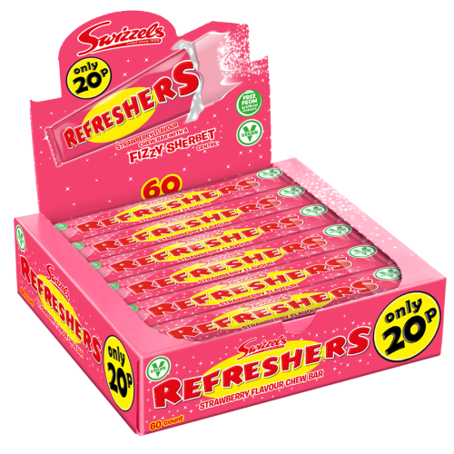 Swizzels Refreshers Strawberry Bars 20p PMP 60x18g