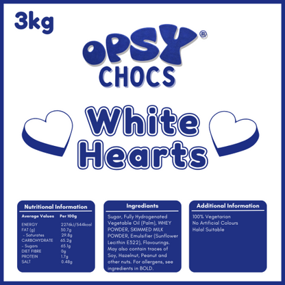 Opsy Choc White Hearts 3kg