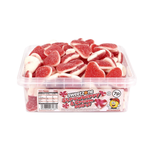 Sweetzone Fizzy Strawberry and Cream Hearts 700g Tub