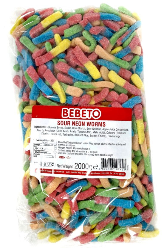 Sour Neon Worms (Bebeto) 2KG