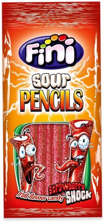 Halal Sour Strawberry Pencils 12X75G (FINI)
