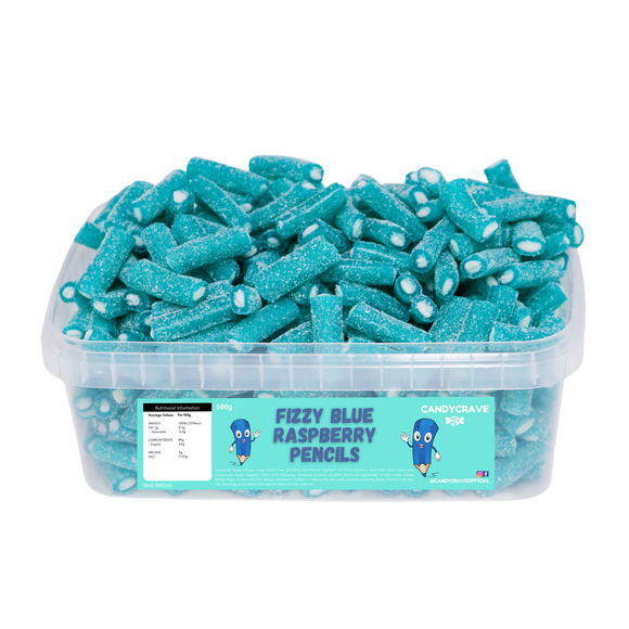 Fizzy Blue Raspberry Pencils Tub 600G