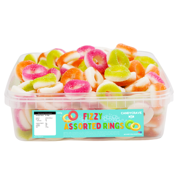 Fizzy Assorted Rings Tub 600G